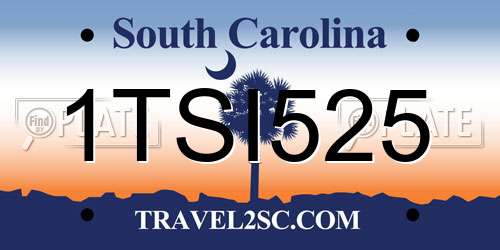 1TSI525 South Carolina License Plate