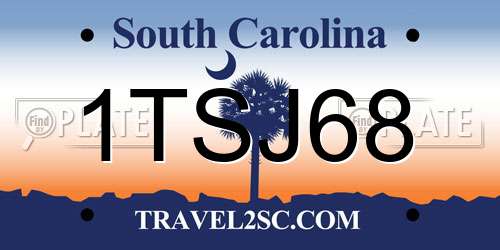 1TSJ68 South Carolina License Plate