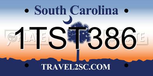1TST386 South Carolina License Plate