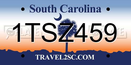 1TSZ459 South Carolina License Plate