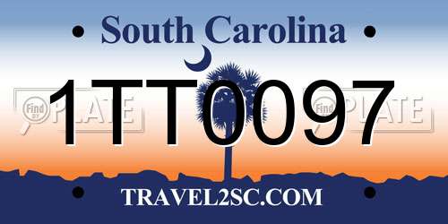 1TT0097 South Carolina License Plate