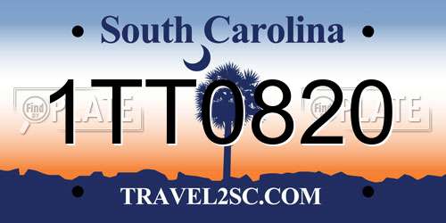 1TT0820 South Carolina License Plate