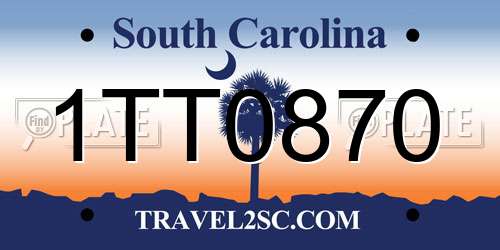 1TT0870 South Carolina License Plate