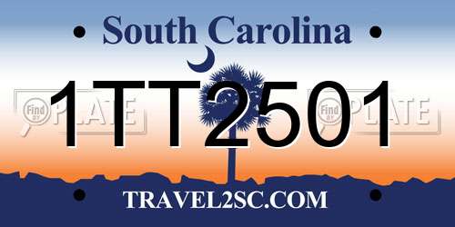 1TT2501 South Carolina License Plate