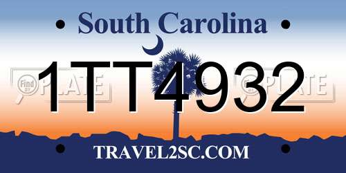1TT4932 South Carolina License Plate