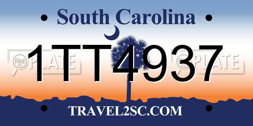 1TT4937 South Carolina License Plate