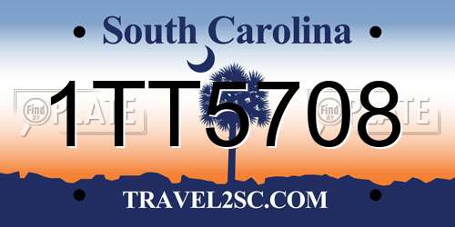 1TT5708 South Carolina License Plate