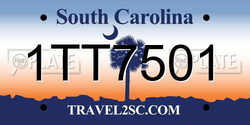 1TT7501 South Carolina License Plate