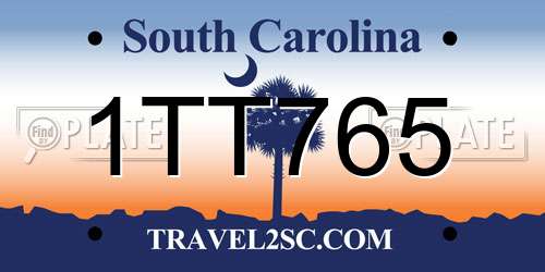 1TT765 South Carolina License Plate