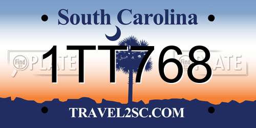 1TT768 South Carolina License Plate