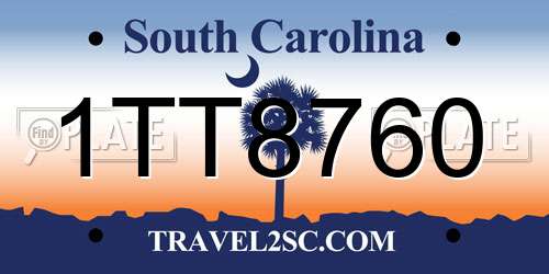 1TT8760 South Carolina License Plate