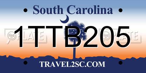 1TTB205 South Carolina License Plate