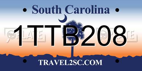 1TTB208 South Carolina License Plate