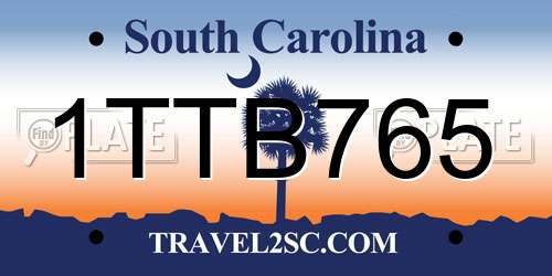 1TTB765 South Carolina License Plate