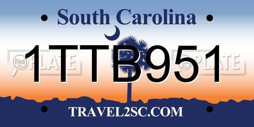 1TTB951 South Carolina License Plate