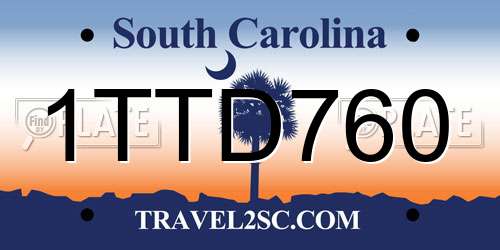 1TTD760 South Carolina License Plate
