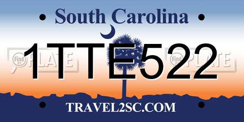 1TTE522 South Carolina License Plate