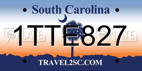 1TTE827 South Carolina License Plate