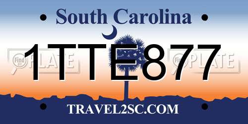 1TTE877 South Carolina License Plate