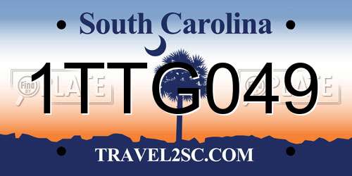 1TTG049 South Carolina License Plate