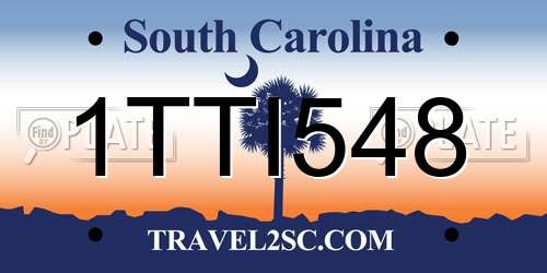 1TTI548 South Carolina License Plate