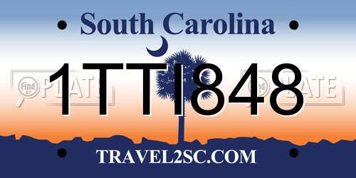 1TTI848 South Carolina License Plate