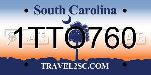 1TTO760 South Carolina License Plate