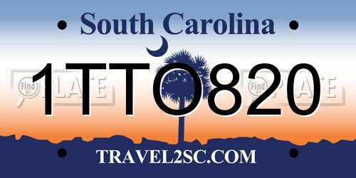 1TTO820 South Carolina License Plate