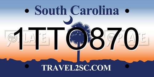 1TTO870 South Carolina License Plate