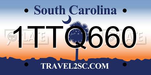 1TTQ660 South Carolina License Plate