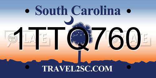 1TTQ760 South Carolina License Plate