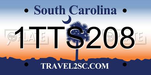 1TTS208 South Carolina License Plate