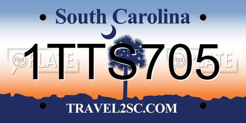 1TTS705 South Carolina License Plate