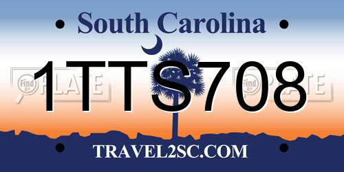 1TTS708 South Carolina License Plate