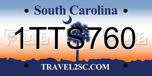 1TTS760 South Carolina License Plate