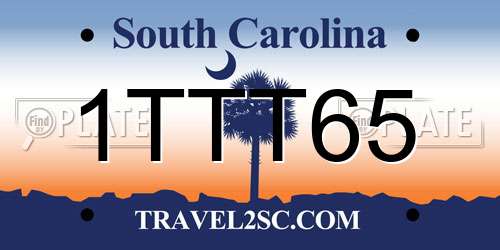 1TTT65 South Carolina License Plate
