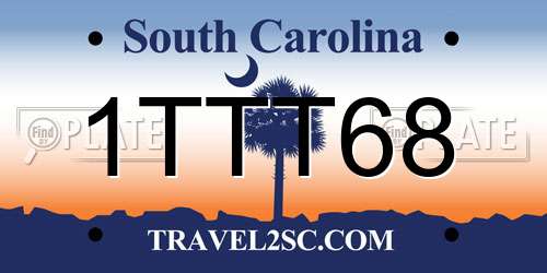 1TTT68 South Carolina License Plate