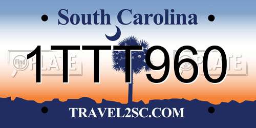 1TTT960 South Carolina License Plate
