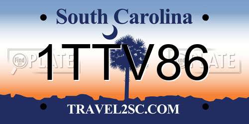 1TTV86 South Carolina License Plate
