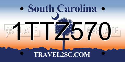 1TTZ570 South Carolina License Plate