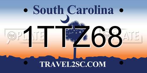 1TTZ68 South Carolina License Plate
