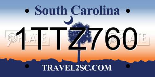 1TTZ760 South Carolina License Plate