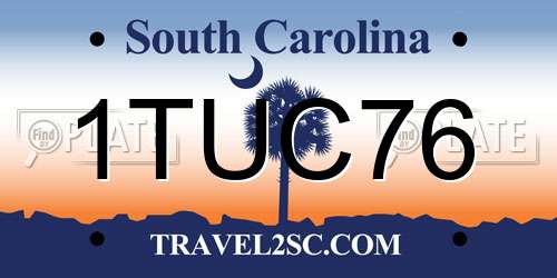 1TUC76 South Carolina License Plate