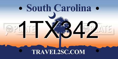 1TX342 South Carolina License Plate