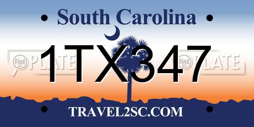 1TX347 South Carolina License Plate