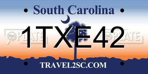 1TXE42 South Carolina License Plate
