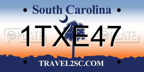 1TXE47 South Carolina License Plate