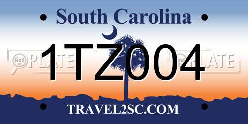 1TZ004 South Carolina License Plate