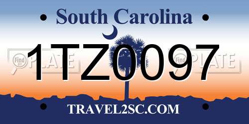 1TZ0097 South Carolina License Plate