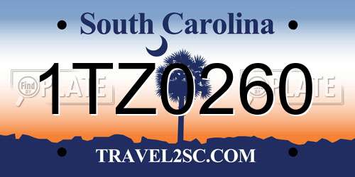 1TZ0260 South Carolina License Plate